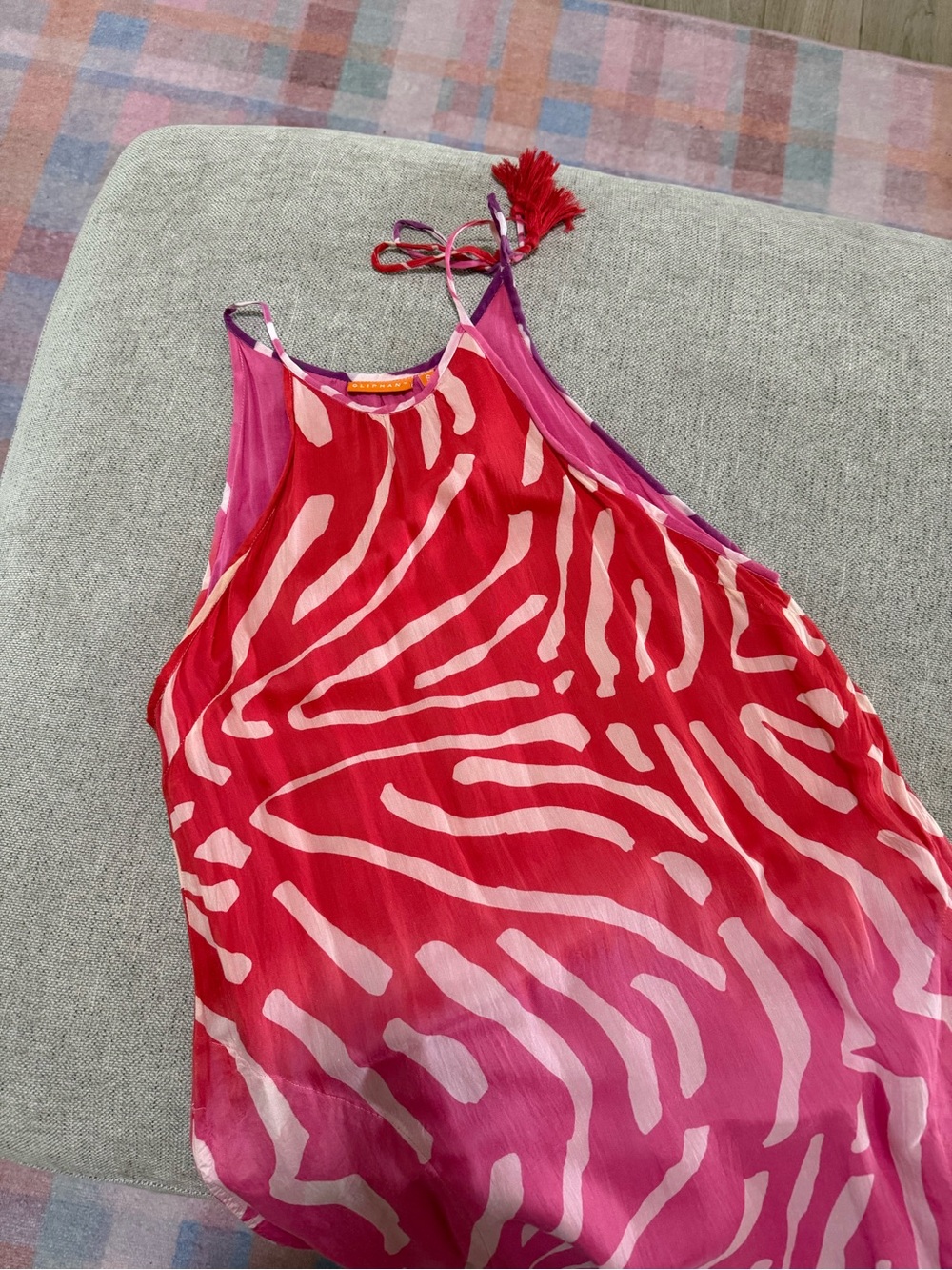Oliphant Pink, Red, Purple Lightweight Zebra Print Halter Dress